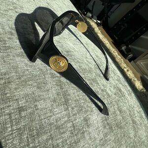 Versace Black and Gold Sunglasses with Medallion Accents